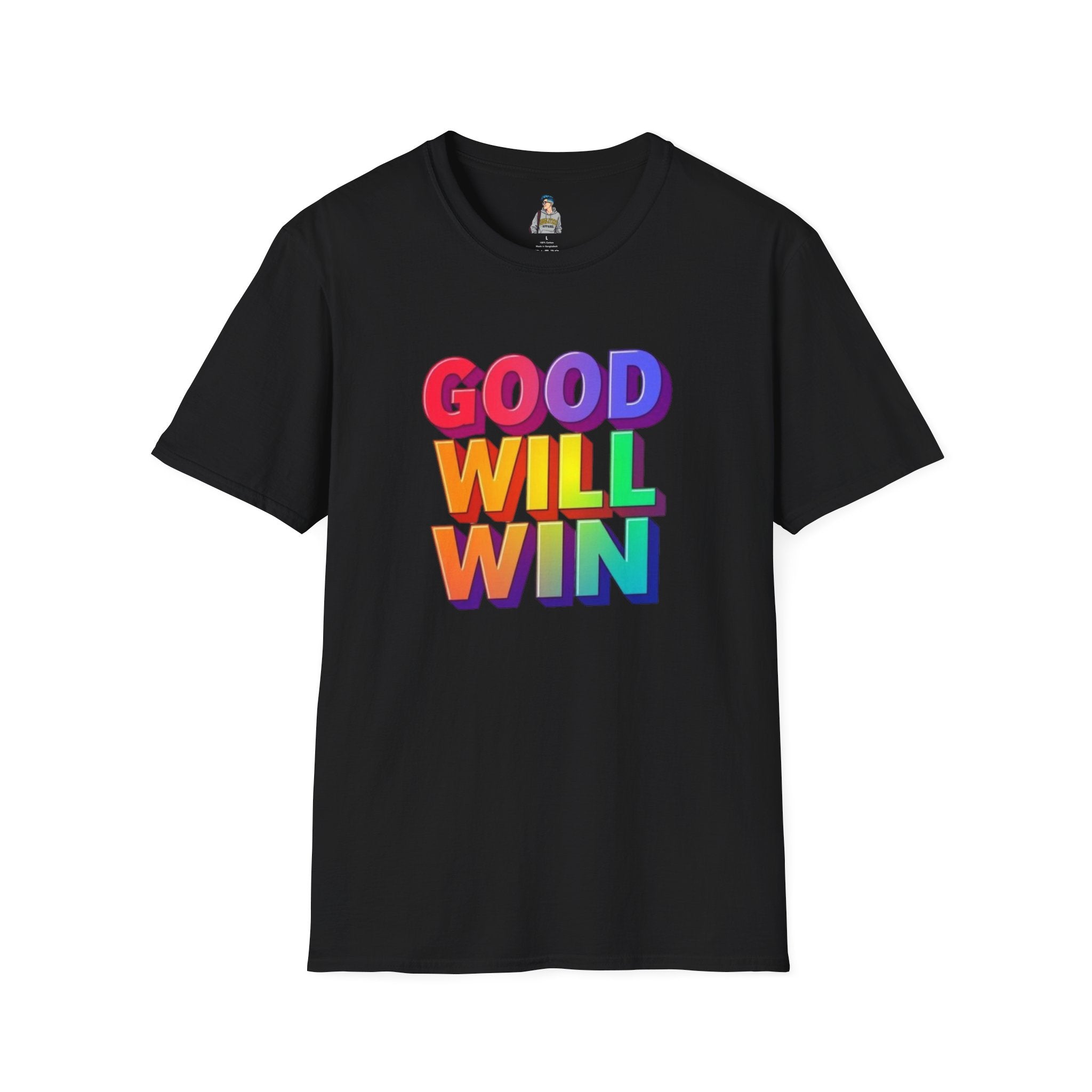 Unisex Softstyle T-Shirt - ' Rainbow Good Will Win' Positive Message Tee