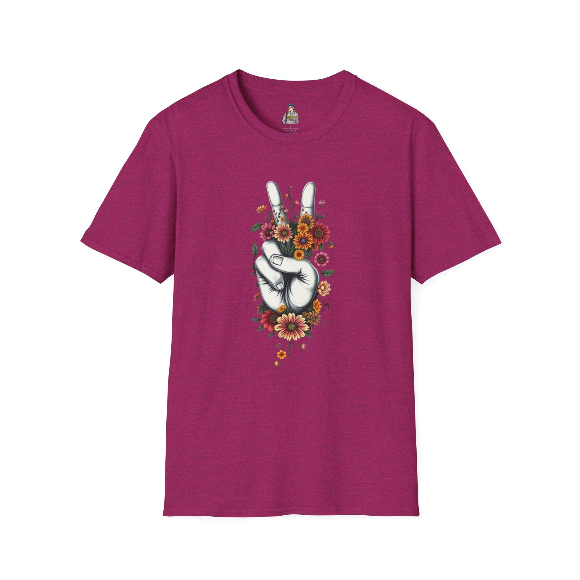 Grow Peace Unisex Softstyle T-Shirt - Boho Inspiration, Perfect for Festivals and Everyday Wear