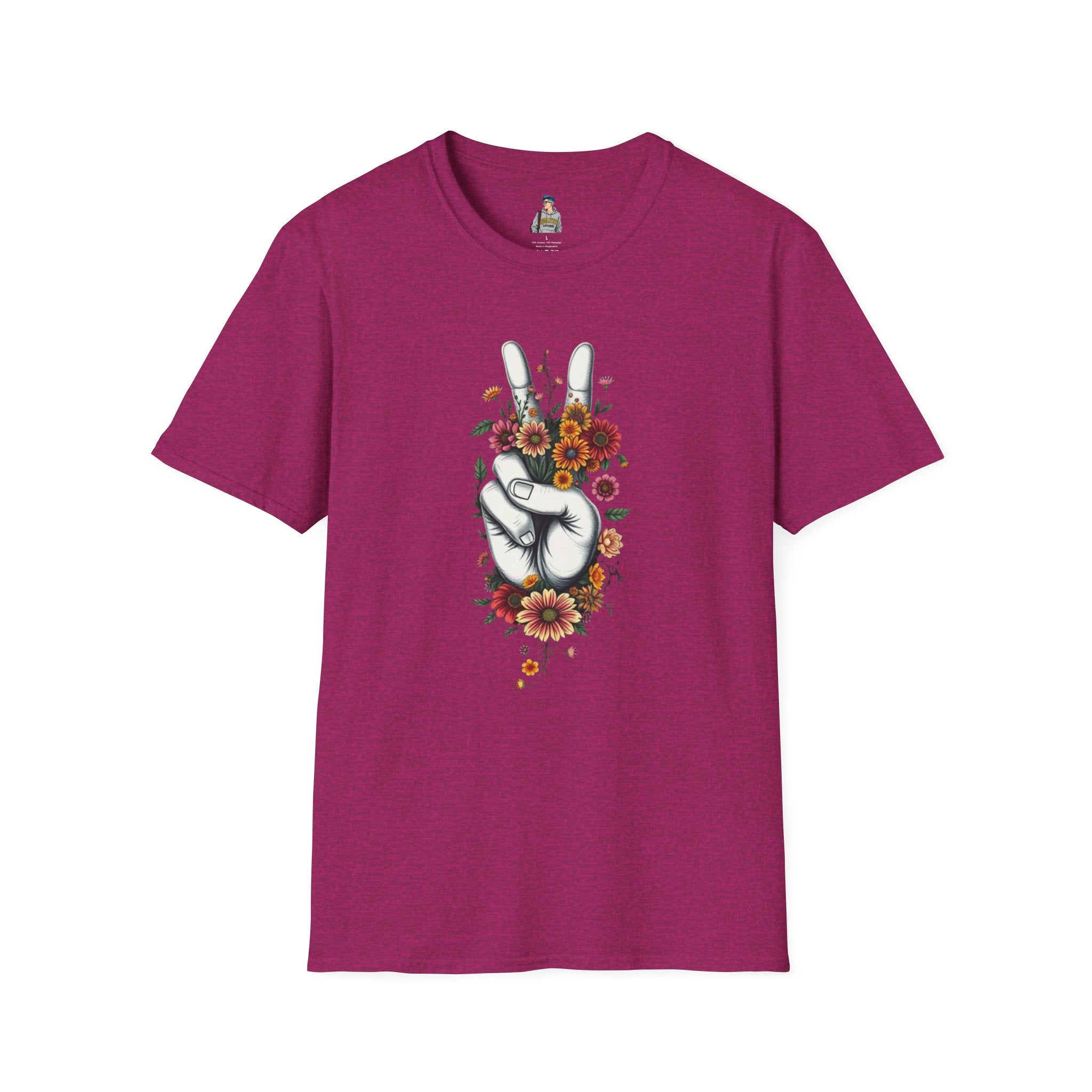 Grow Peace Unisex Softstyle T-Shirt - Boho Inspiration, Perfect for Festivals and Everyday Wear