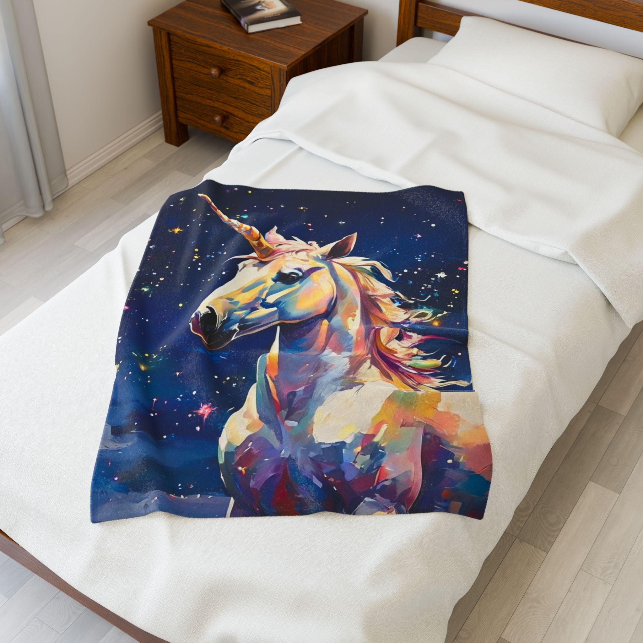 Unicorn Galaxy Velveteen Plush Blanket