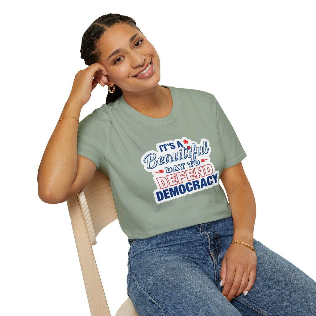 Defend Democracy Unisex Softstyle T-Shirt - Perfect for Activism and Everyday Wear