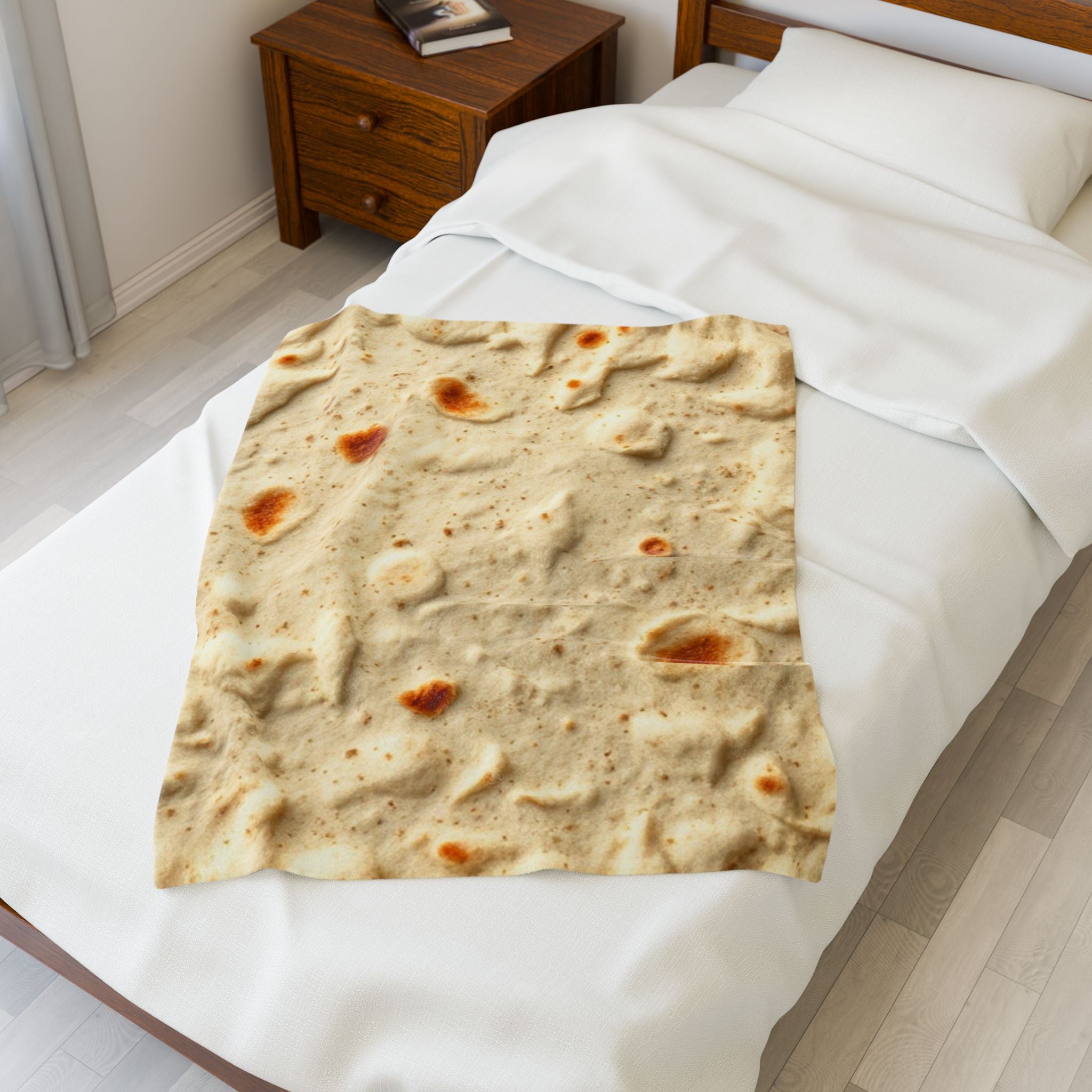Flour Tortilla Burrito Print Velveteen Plush Blanket – For Comfort and Warmth