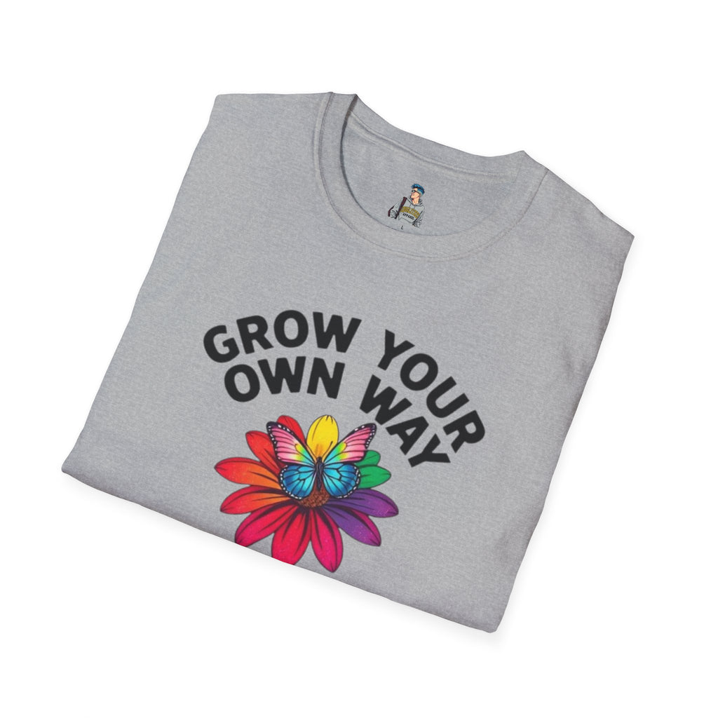 Unisex Softstyle T-Shirt - 'Grow Your Own Way' Floral Design for Queer Pride