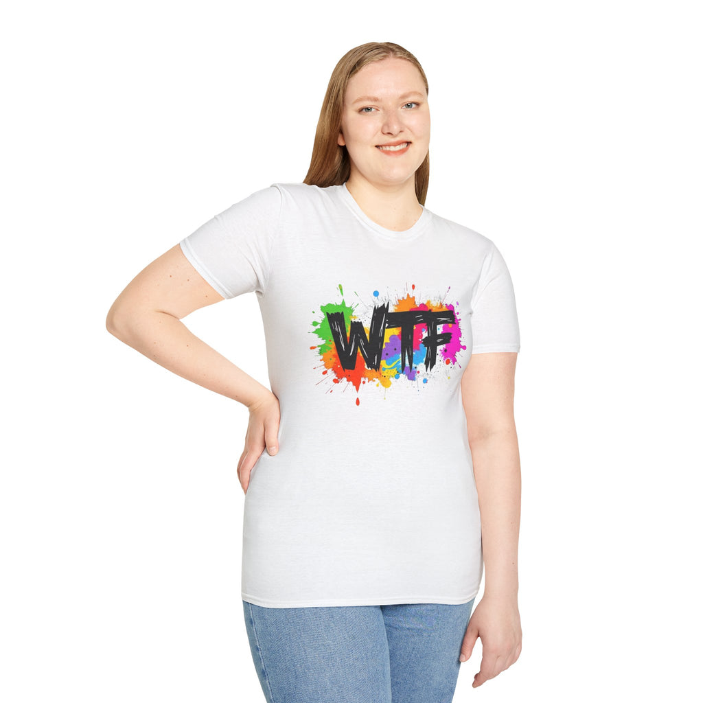 WTF Color Splash T-Shirt — Bold Rainbow Graphic Tee