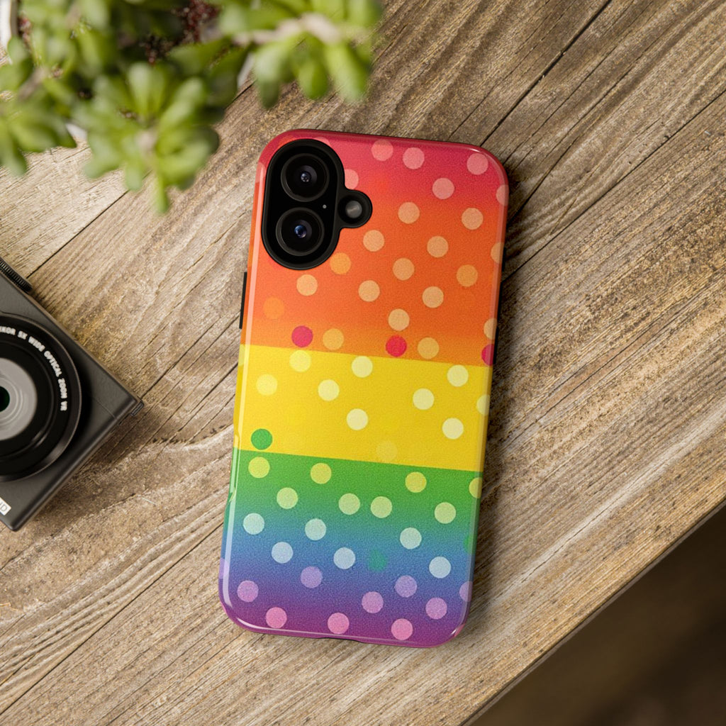 Rainbow Polka Dot Tough Phone Case for iPhone