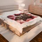 Cozy Kitty Velveteen Plush Blanket – Adorable Feline Design for Comfort and Warmth