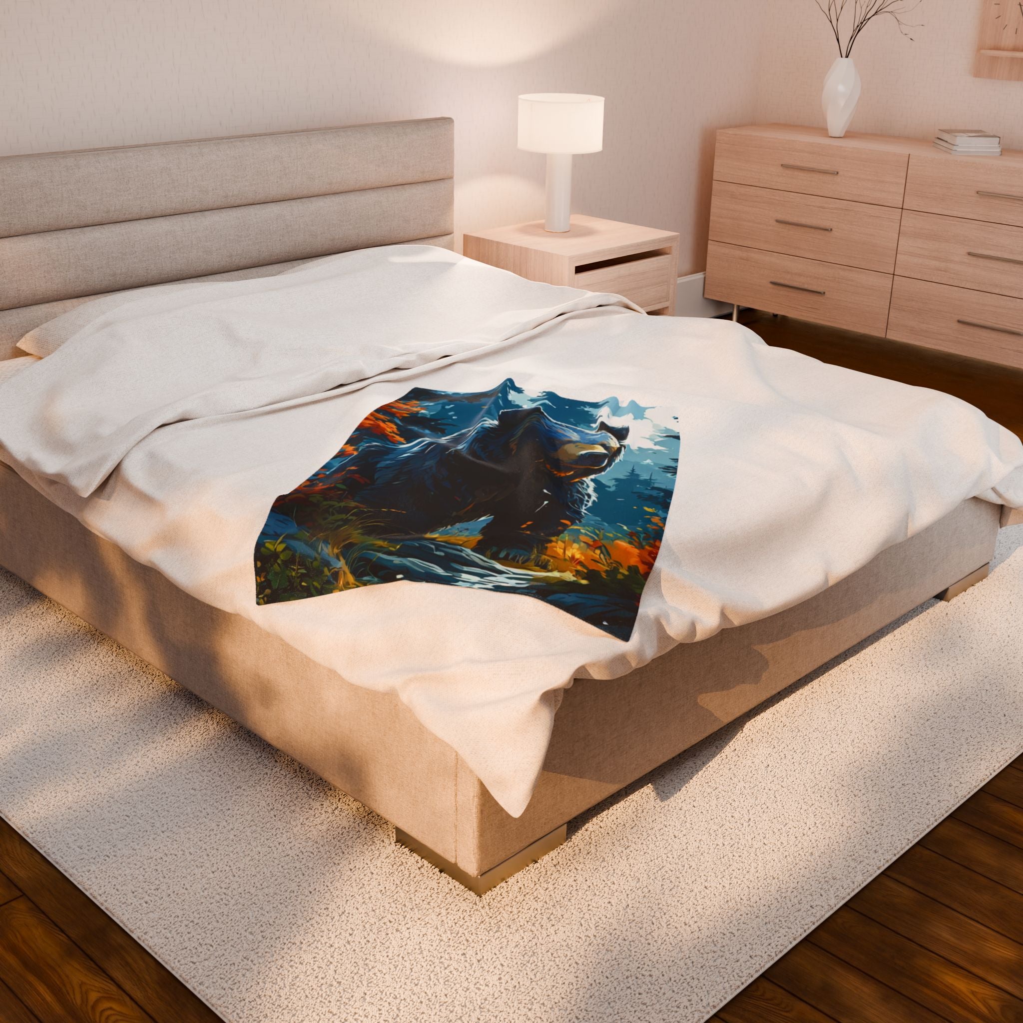 Cozy Bear Velveteen Plush Blanket