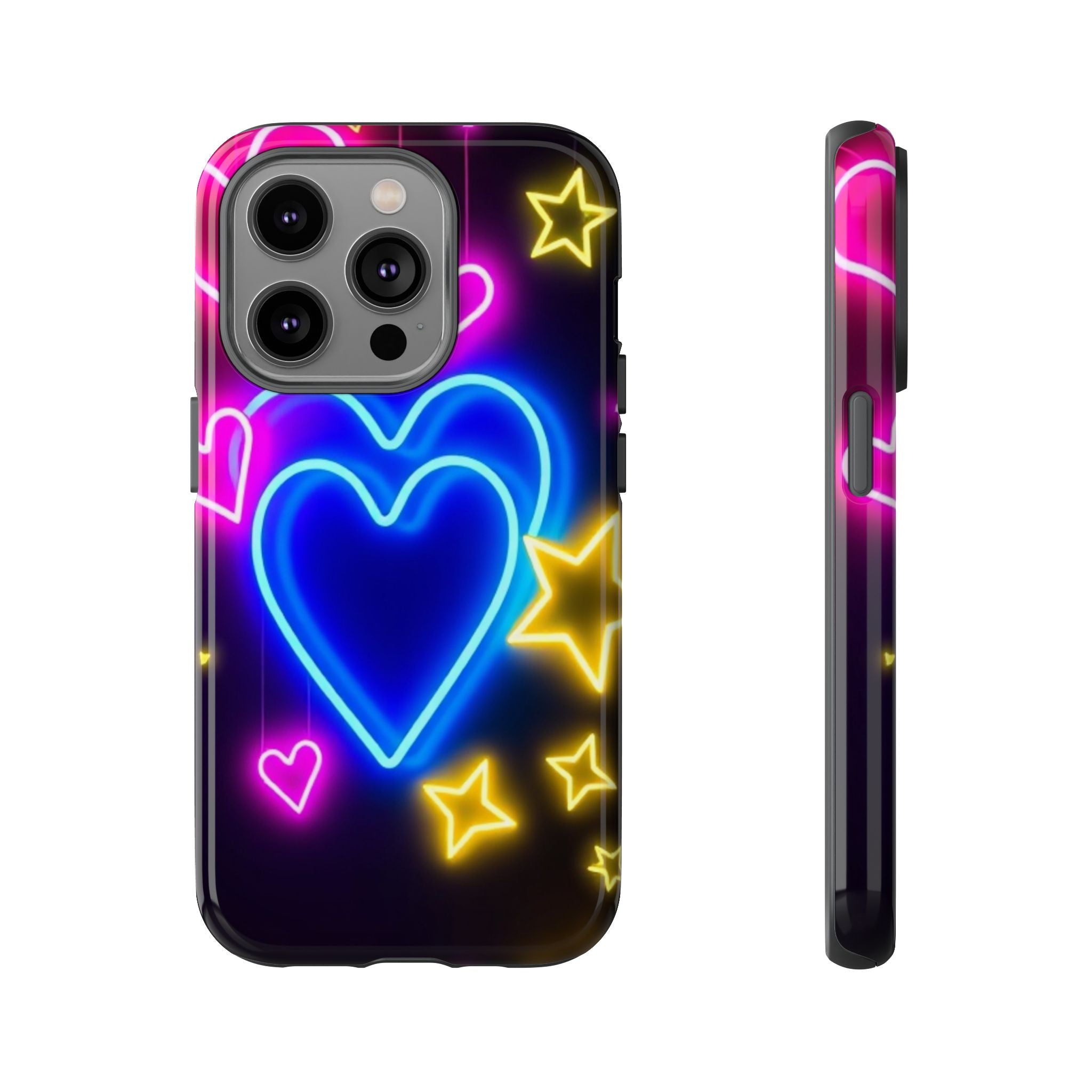 Android OR iPhone Compatible Cases - Neon Love Design - Unique Tough Cases