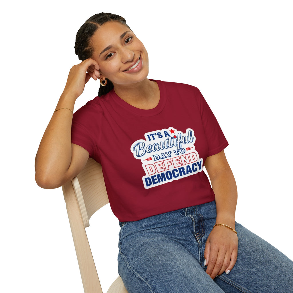 Defend Democracy Unisex Softstyle T-Shirt - Perfect for Activism and Everyday Wear