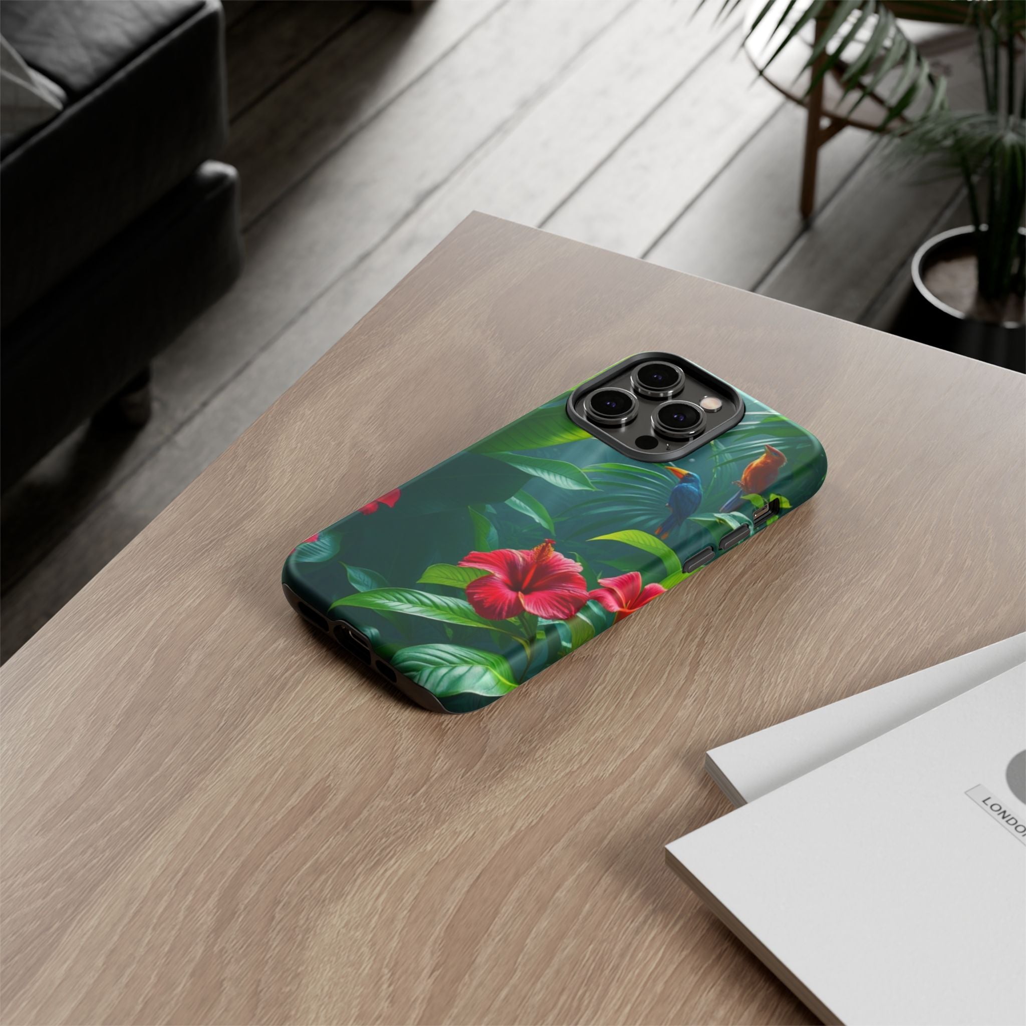 Android OR iPhone Compatible Cases - Tropical Flower & Bird Design - Unique Tough Cases