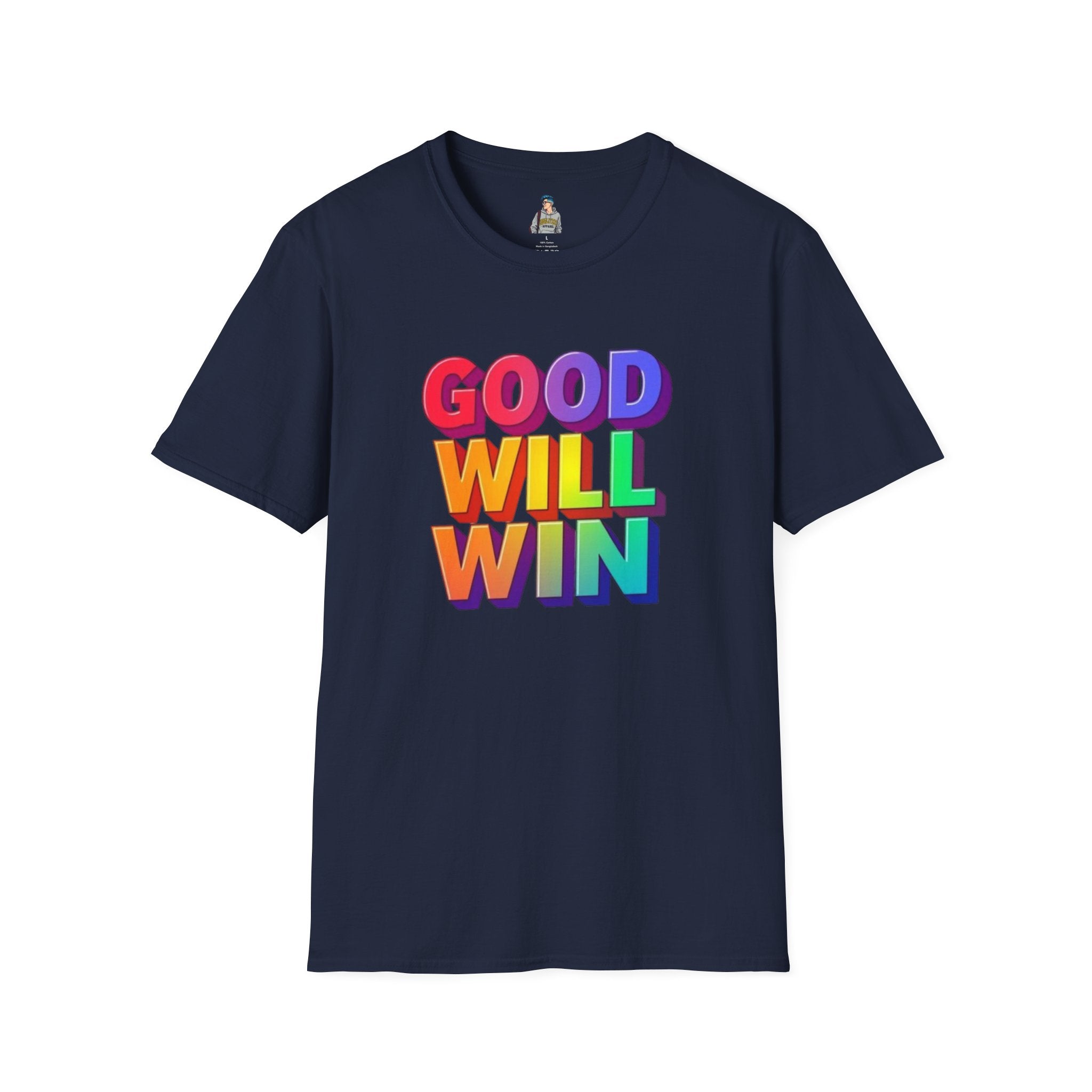 Unisex Softstyle T-Shirt - ' Rainbow Good Will Win' Positive Message Tee