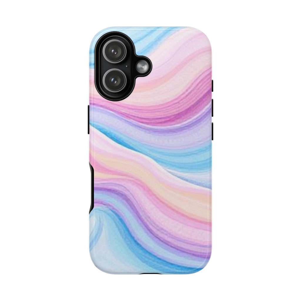 Pastel Marble Tough Phone Case iPhone — Swirled Pink & Blue Protective Cover