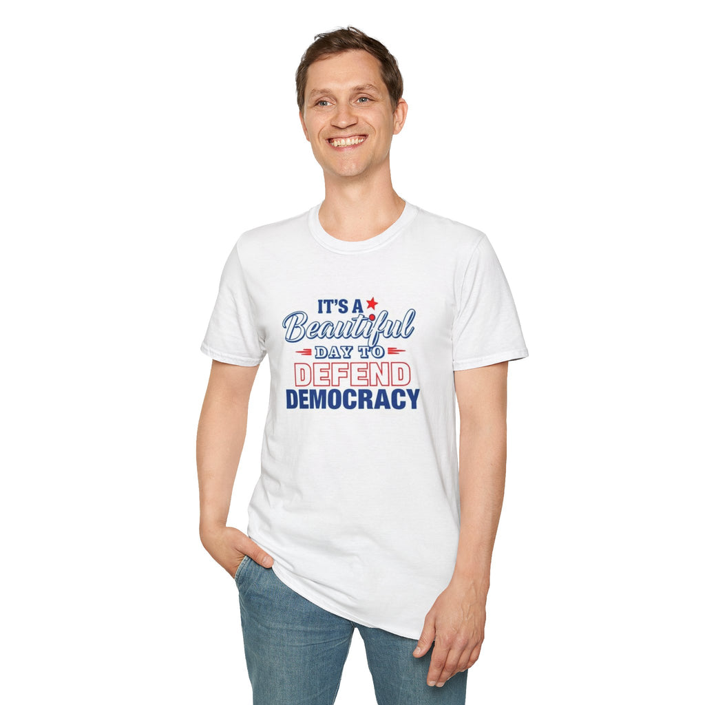 Defend Democracy Unisex Softstyle T-Shirt - Perfect for Activism and Everyday Wear