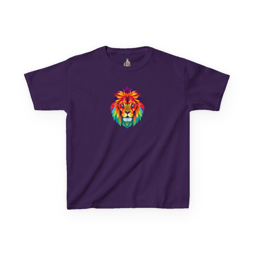 Colorful Fractal Lion Kids Heavy Cotton Tee