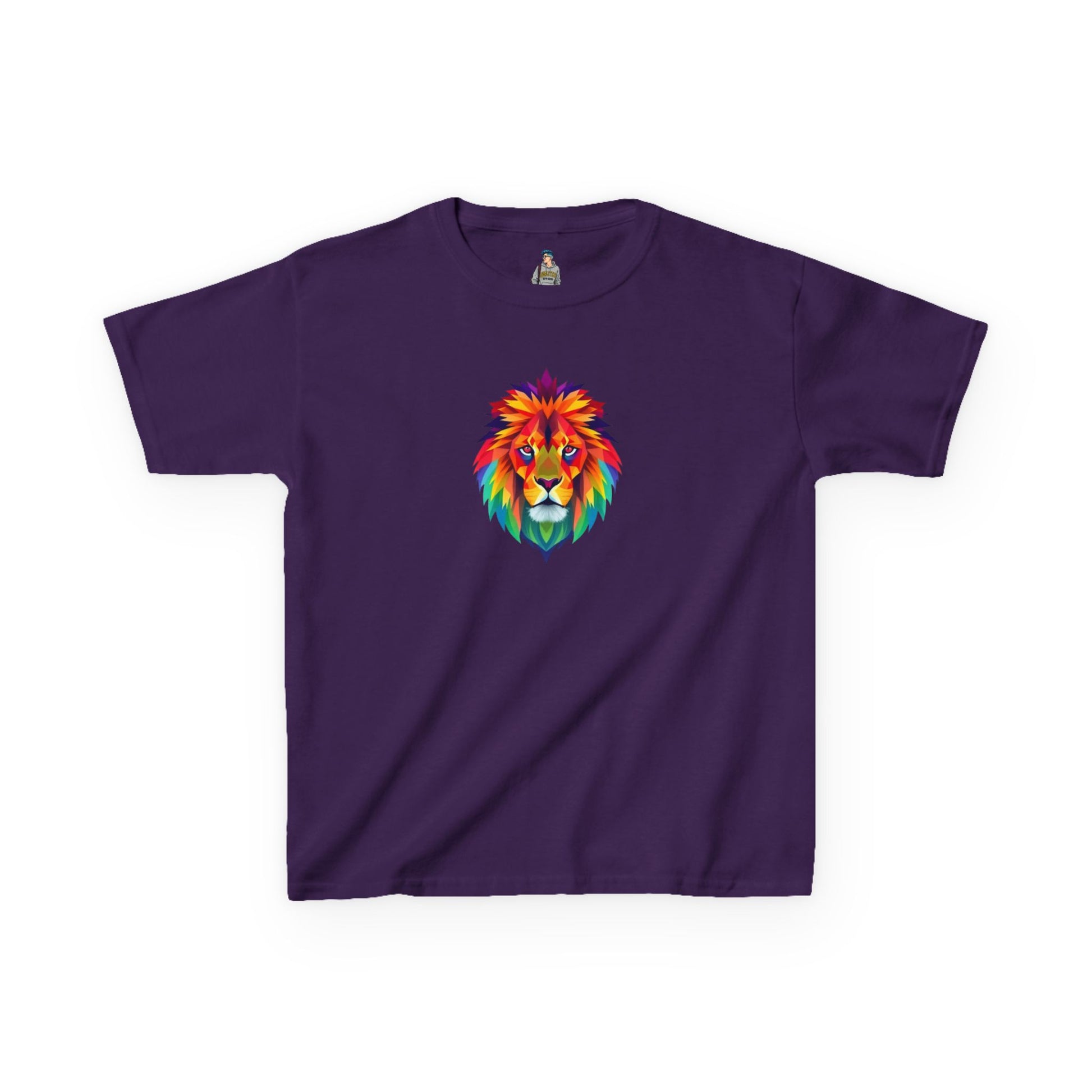 Colorful Fractal Lion Kids Heavy Cotton Tee
