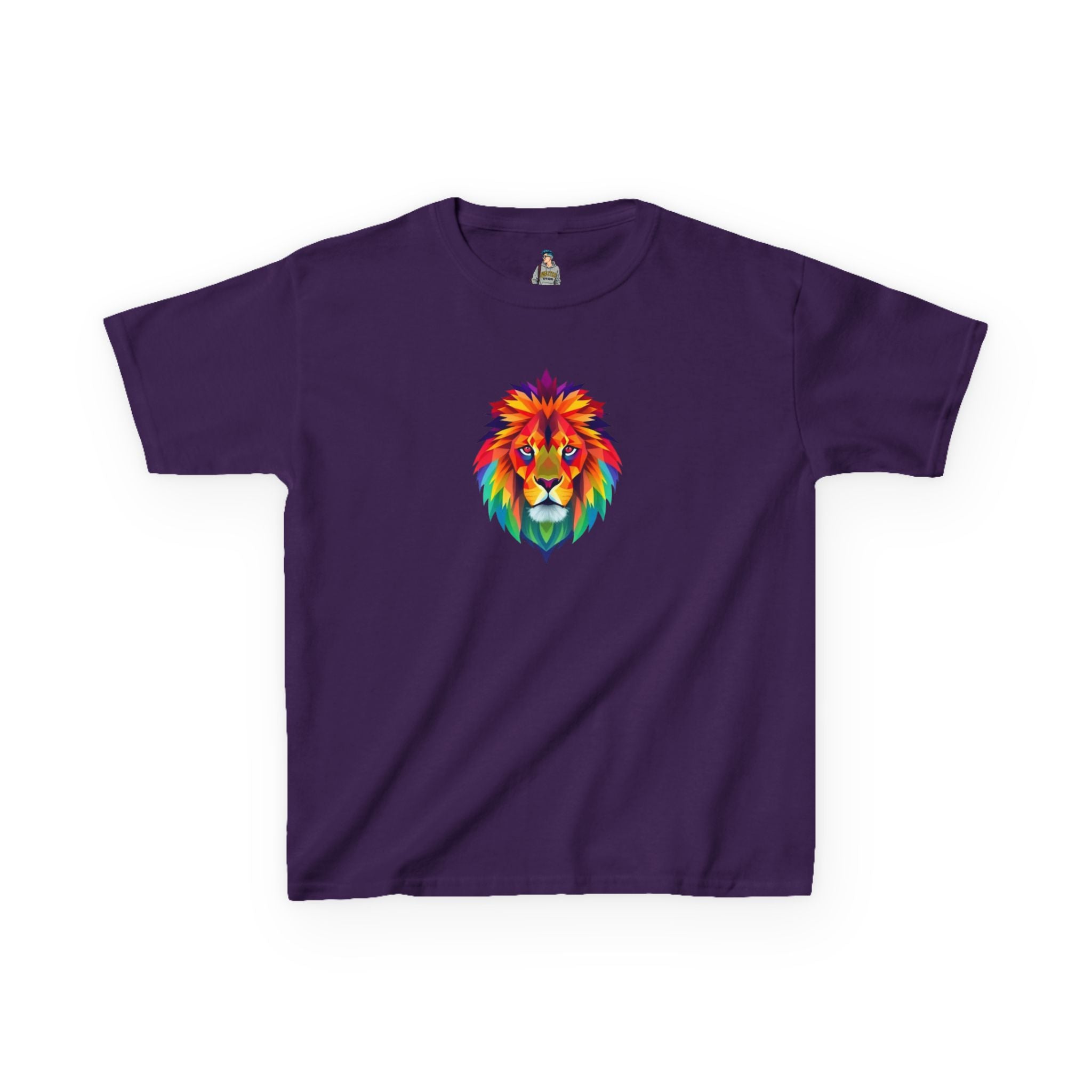 Colorful Fractal Lion Kids Heavy Cotton Tee