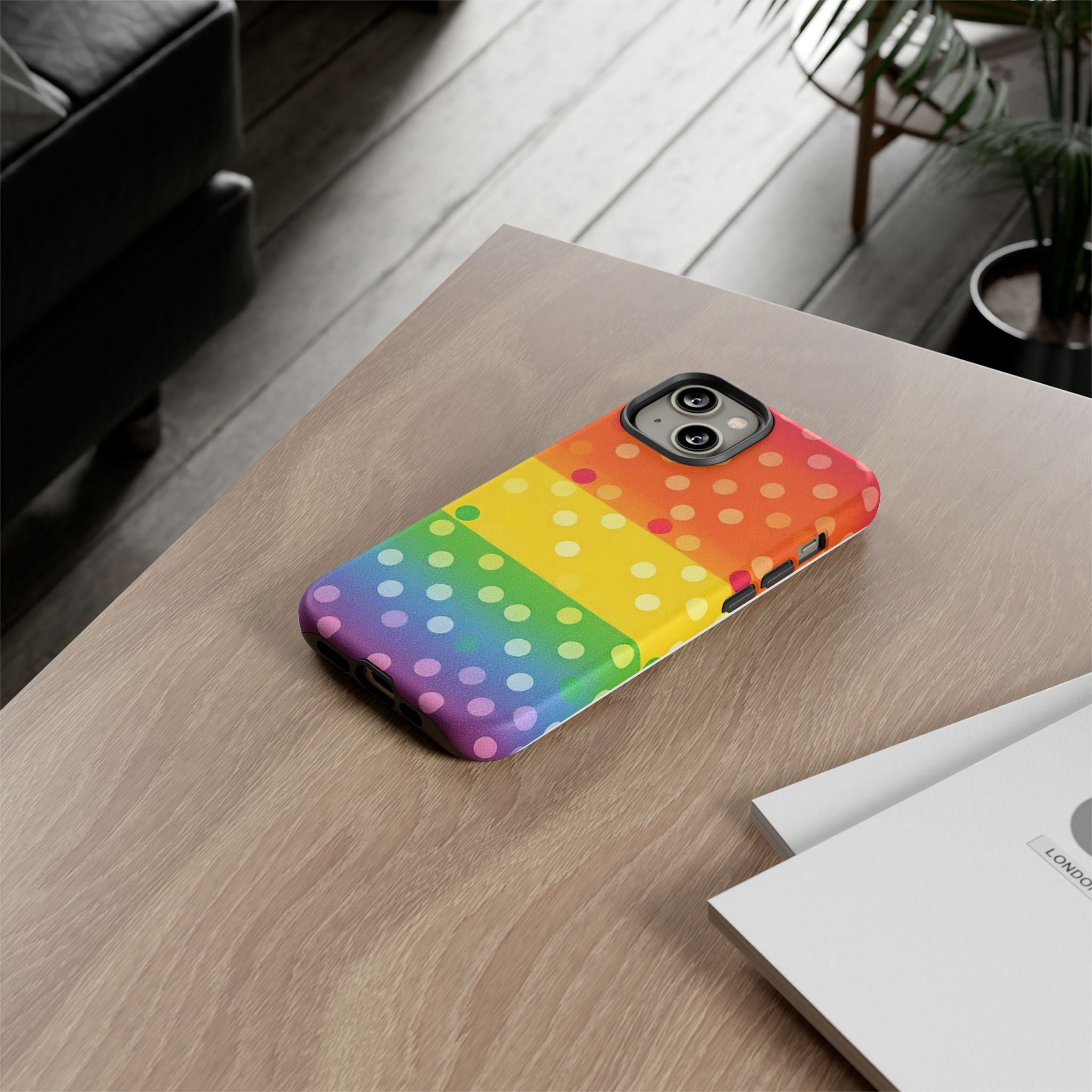 Rainbow Polka Dot Tough Phone Case for iPhone