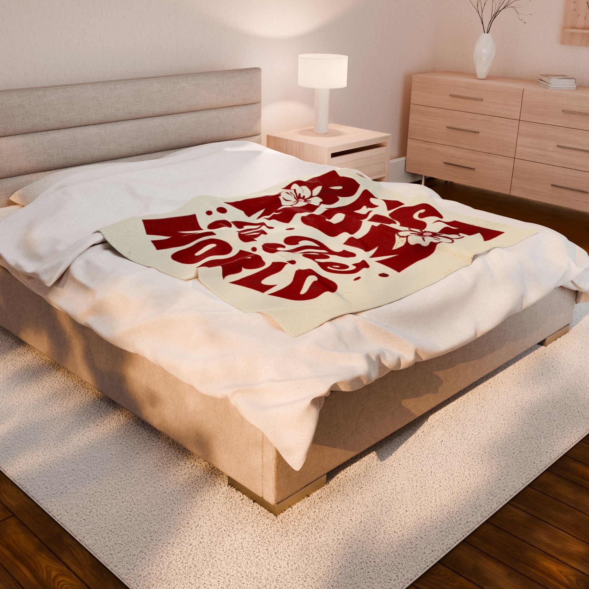 Best Mom In The World Velveteen Plush Blanket