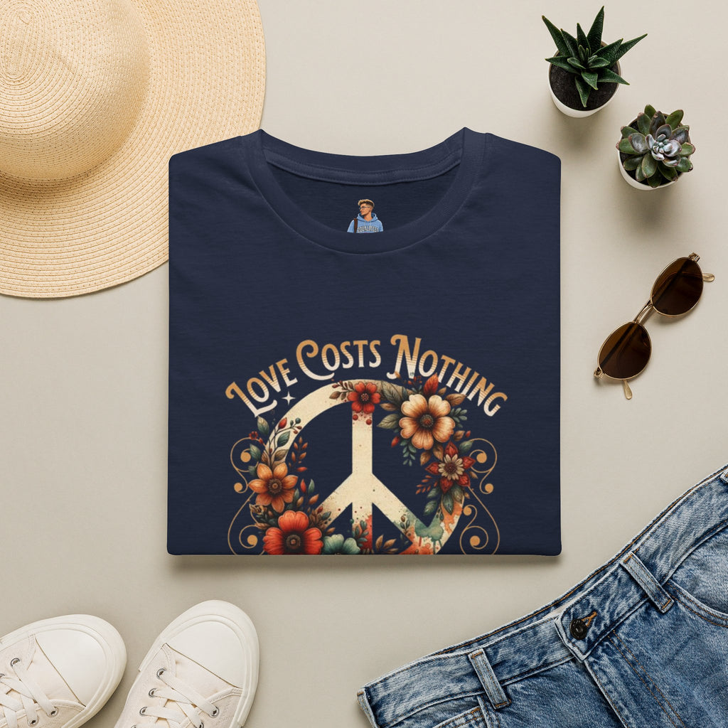 Unisex Softstyle T-Shirt - Love Costs Nothing, Give It Away Floral Peace Design