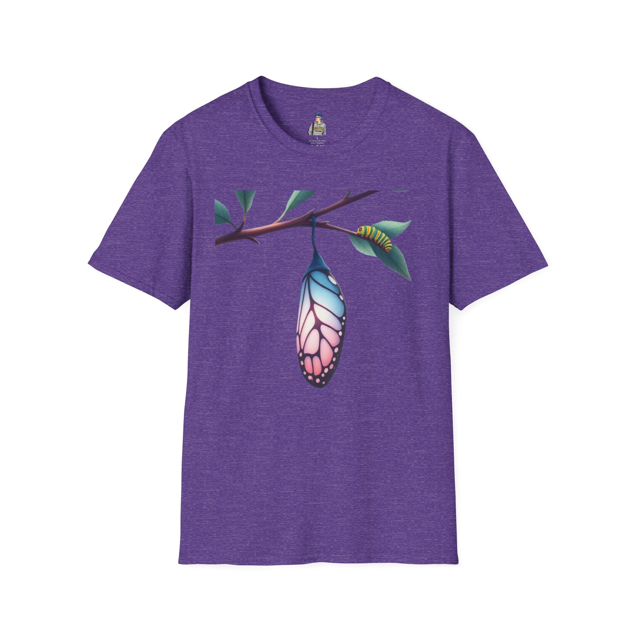 Trans Caterpillar to Butterfly Transformation T-Shirt, Unisex Graphic T-Shirt