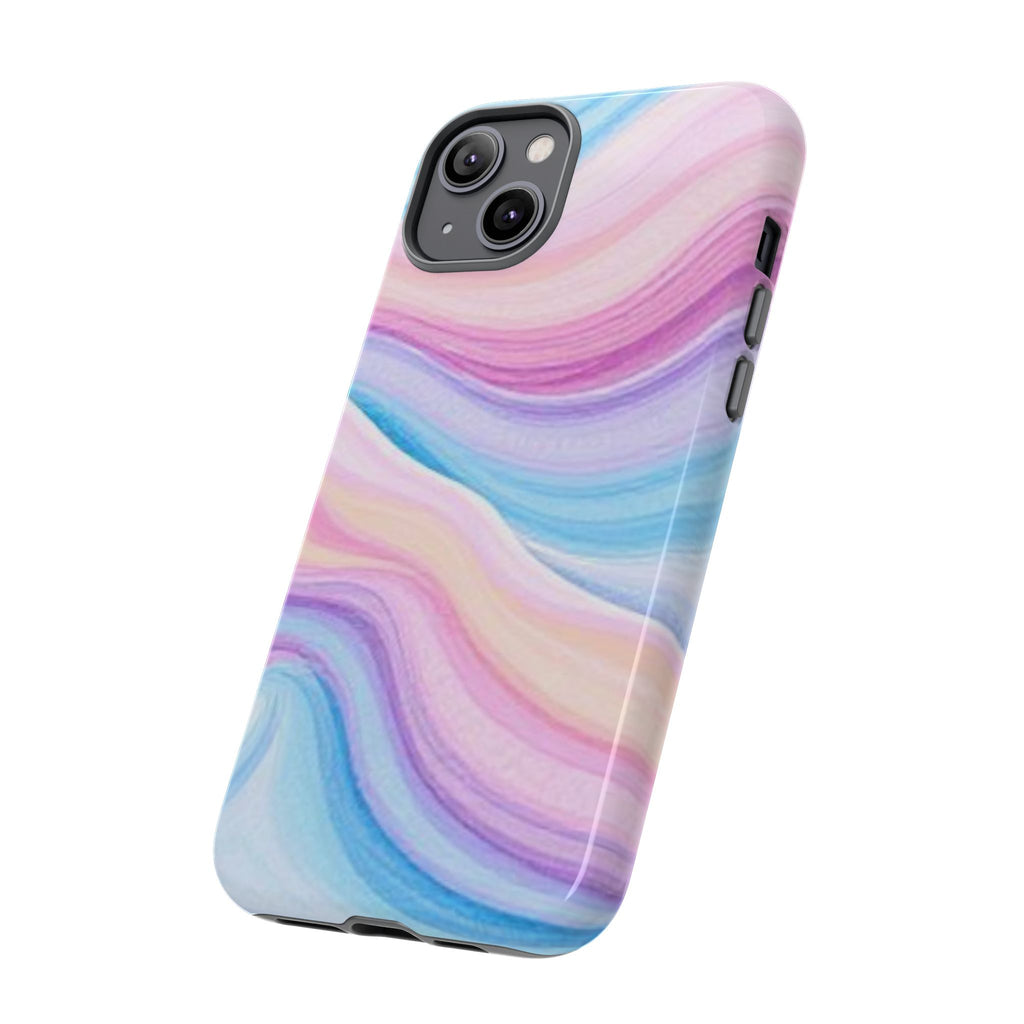 Pastel Marble Tough Phone Case iPhone — Swirled Pink & Blue Protective Cover