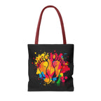 Rainbow Paint Splatter Footprints Tote Bag