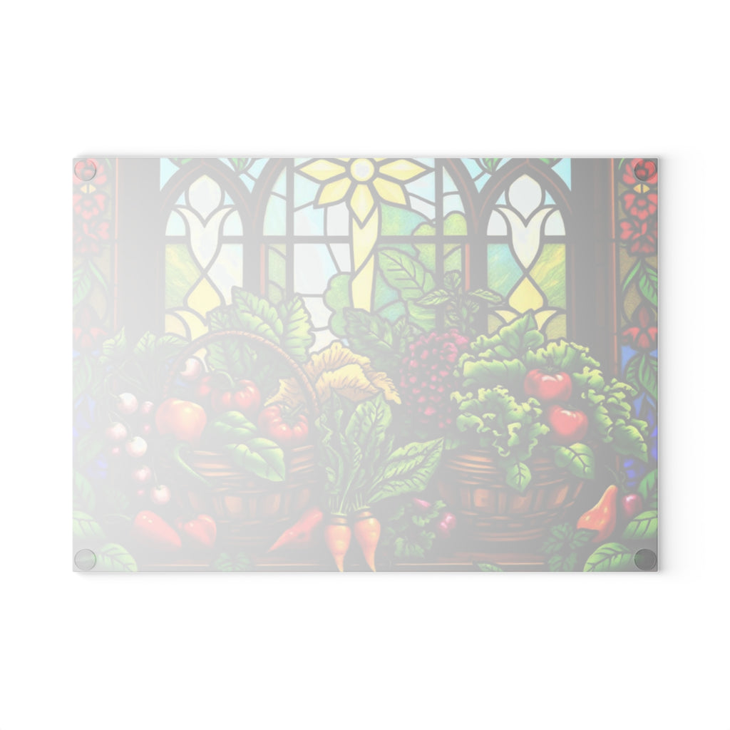 Stained Glass Vegetable Cutting Board - Vibrant Kitchen Décor for Food Lovers
