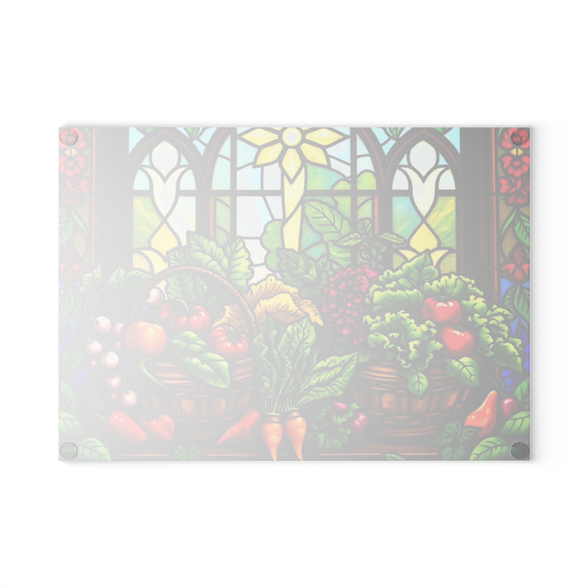 Stained Glass Vegetable Cutting Board - Vibrant Kitchen Décor for Food Lovers