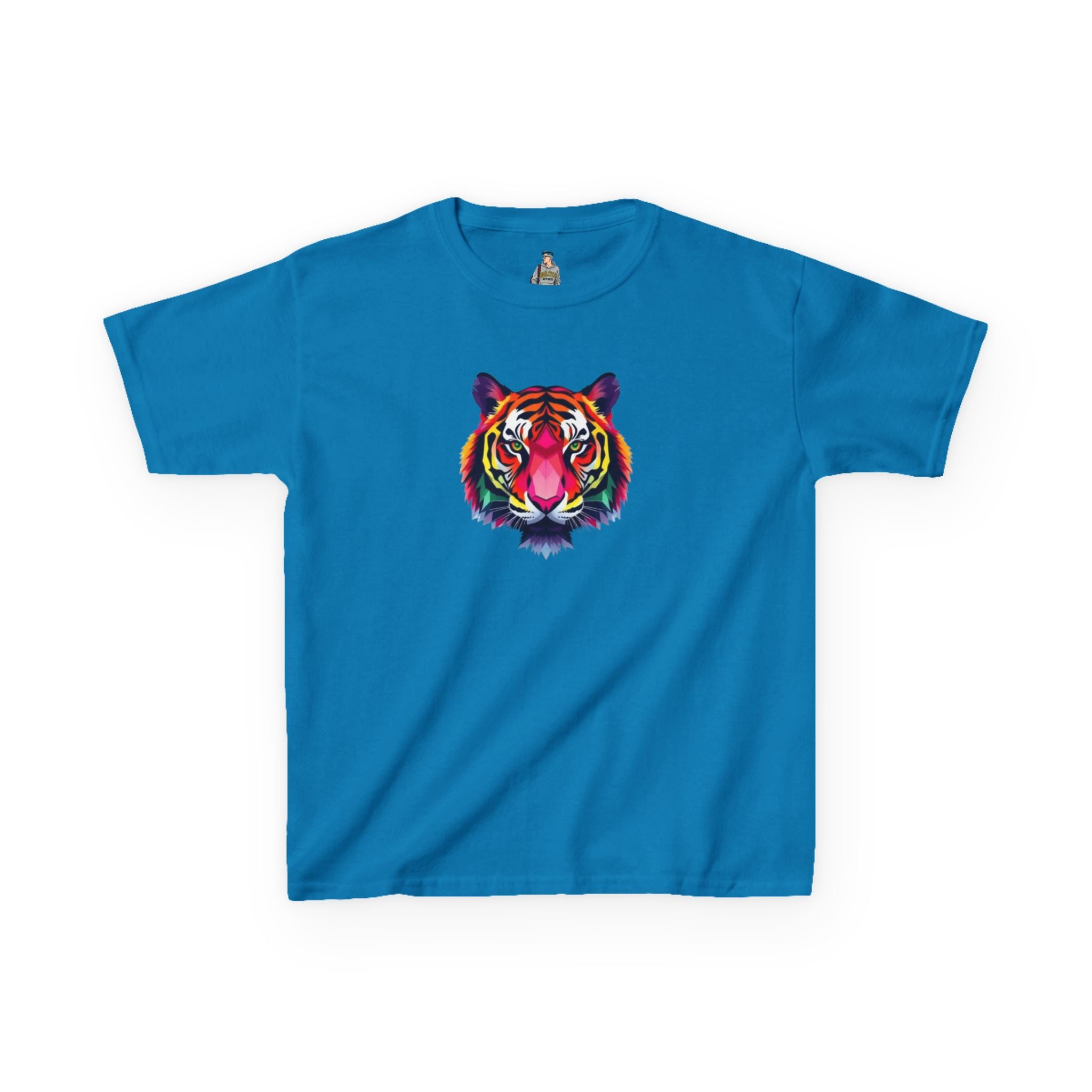 Colorful Fractal Tiger Kids Heavy Cotton Tee