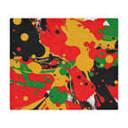 Abstract Yellow, Red, Black Microfiber Blanket