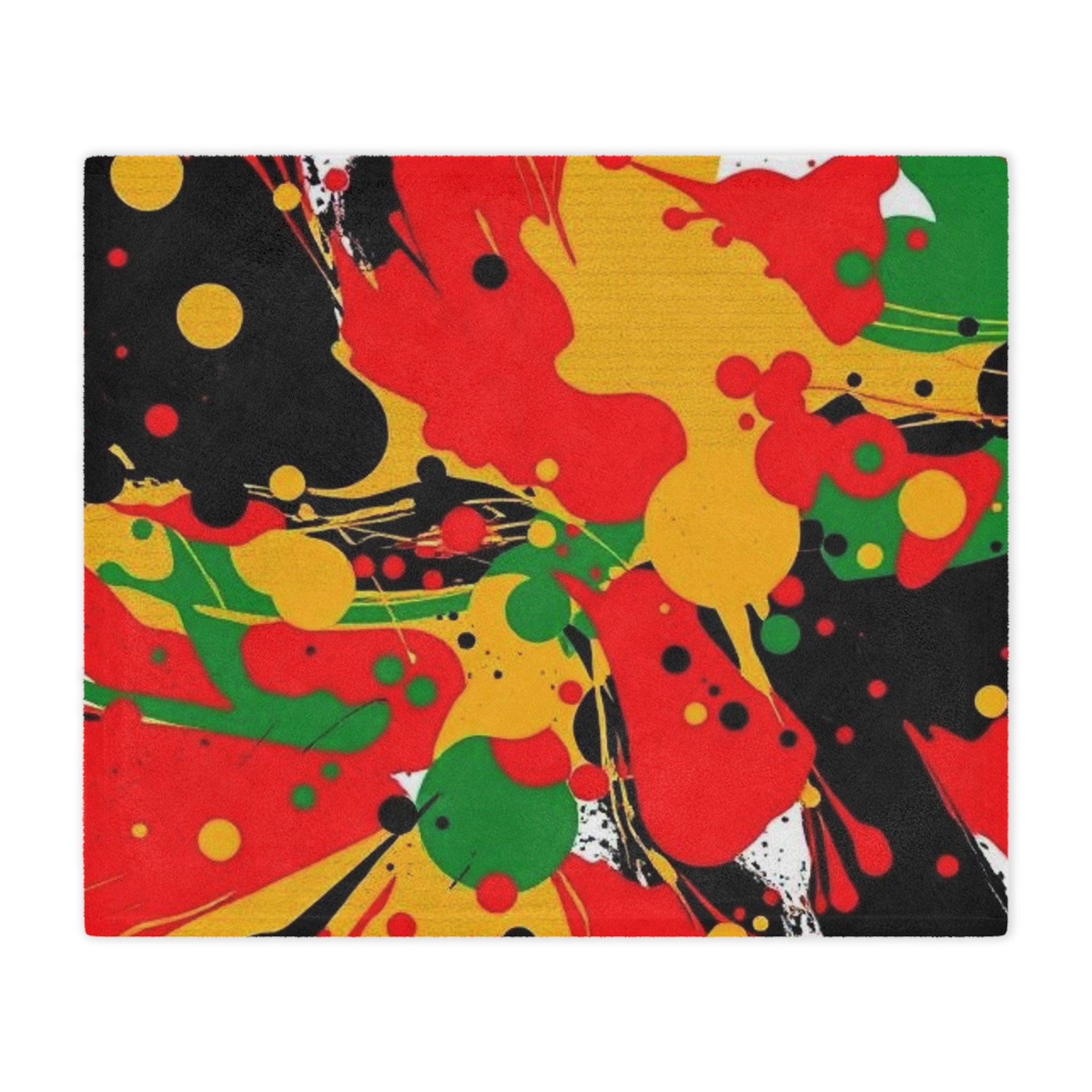 Abstract Yellow, Red, Black Microfiber Blanket