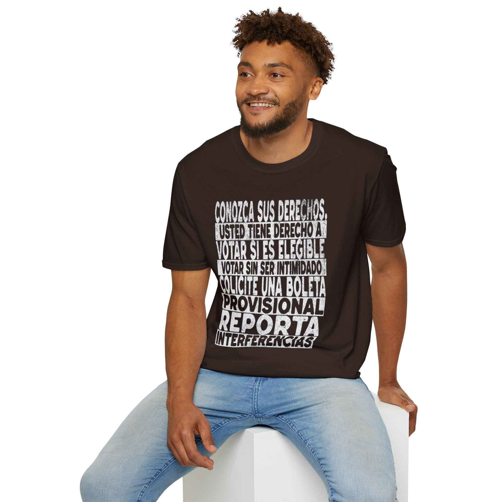 Voting Rights T-Shirt — Spanish "CONOZCA SUS DERECHOS"