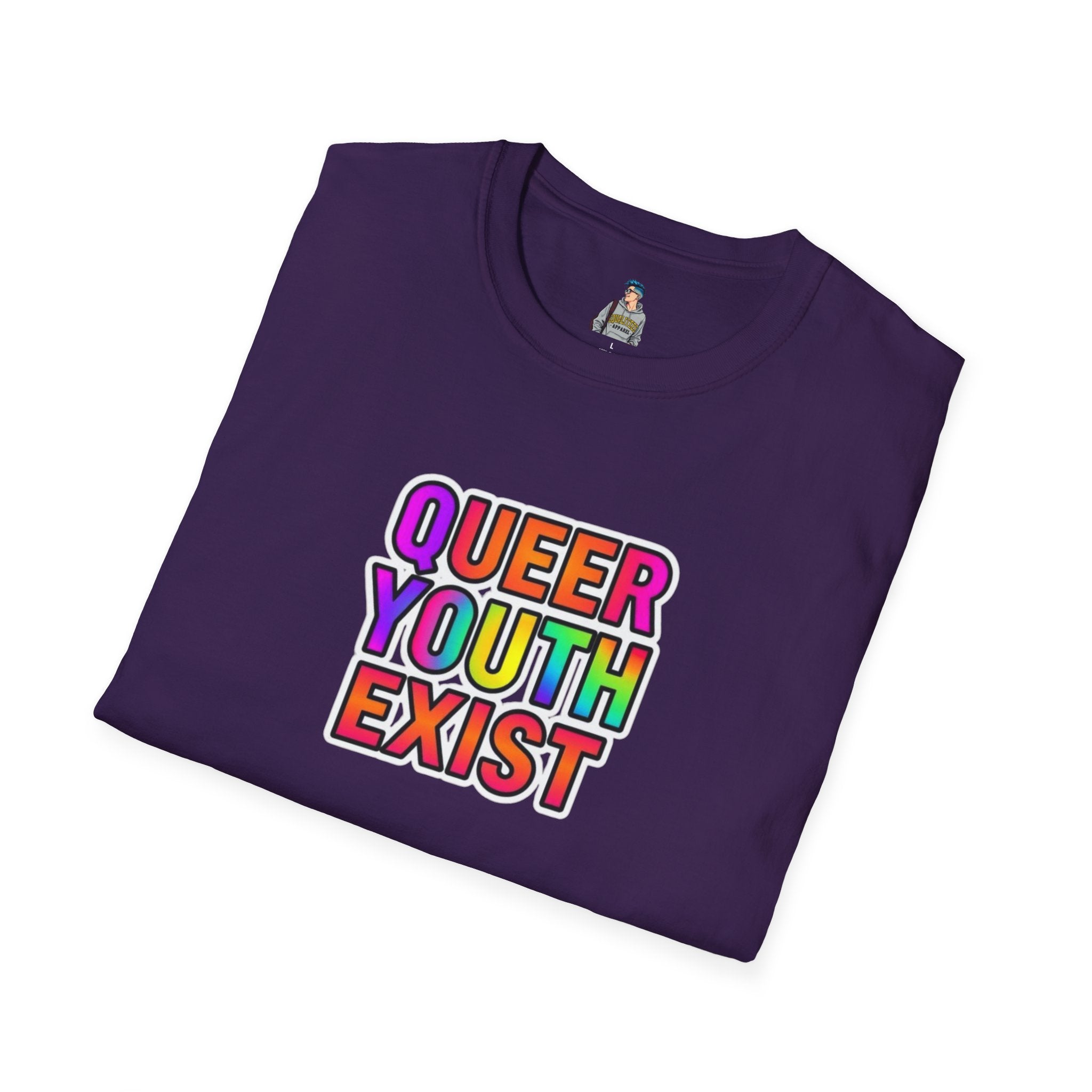Queer Youth Exist T-Shirt | Unisex Softstyle Tee for Pride Events & Everyday Wear