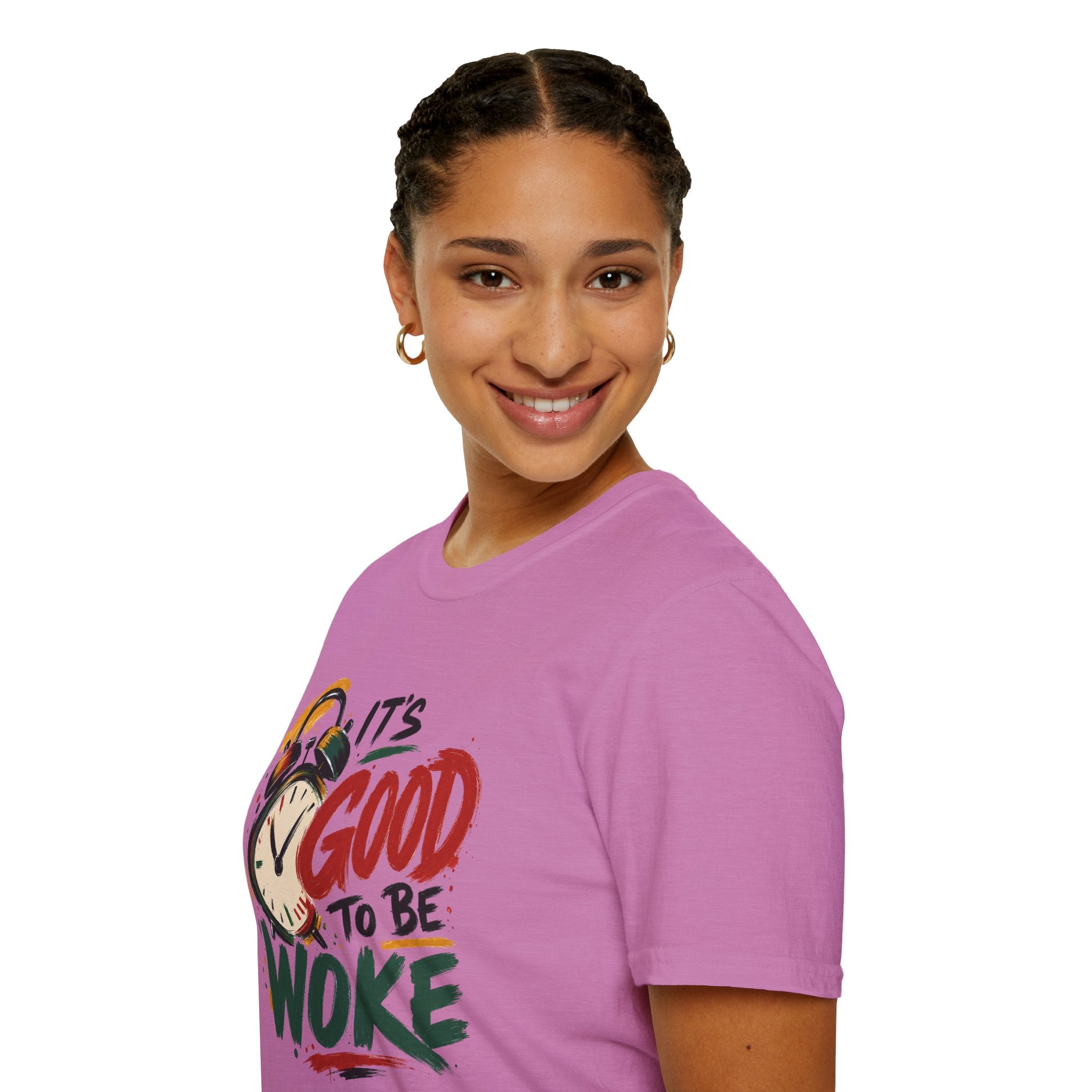 T-Shirt — "It's Good To Be Woke" Graphic Tee (Alarm Clock Design)