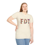 FDT Floral Letter Tee — Bold Floral Typography T-Shirt