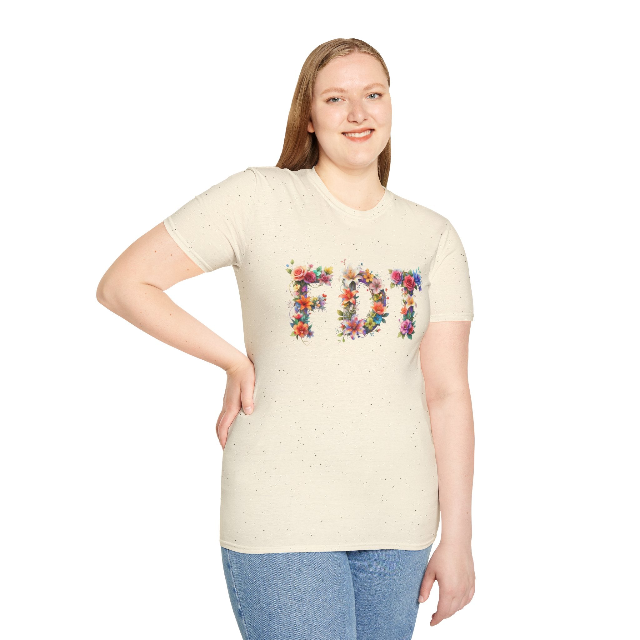 FDT Floral Letter Tee — Bold Floral Typography T-Shirt