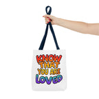 Know That You Are Loved Text Design Tote Bag
