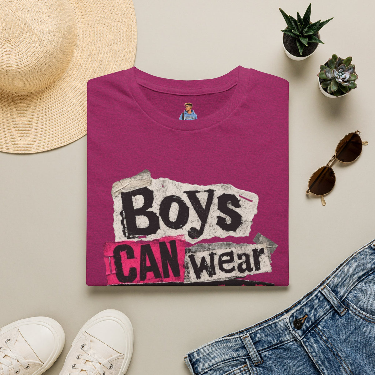 Boys Can Wear Pink T-Shirt — Bold Retro Feminist Graphic Tee