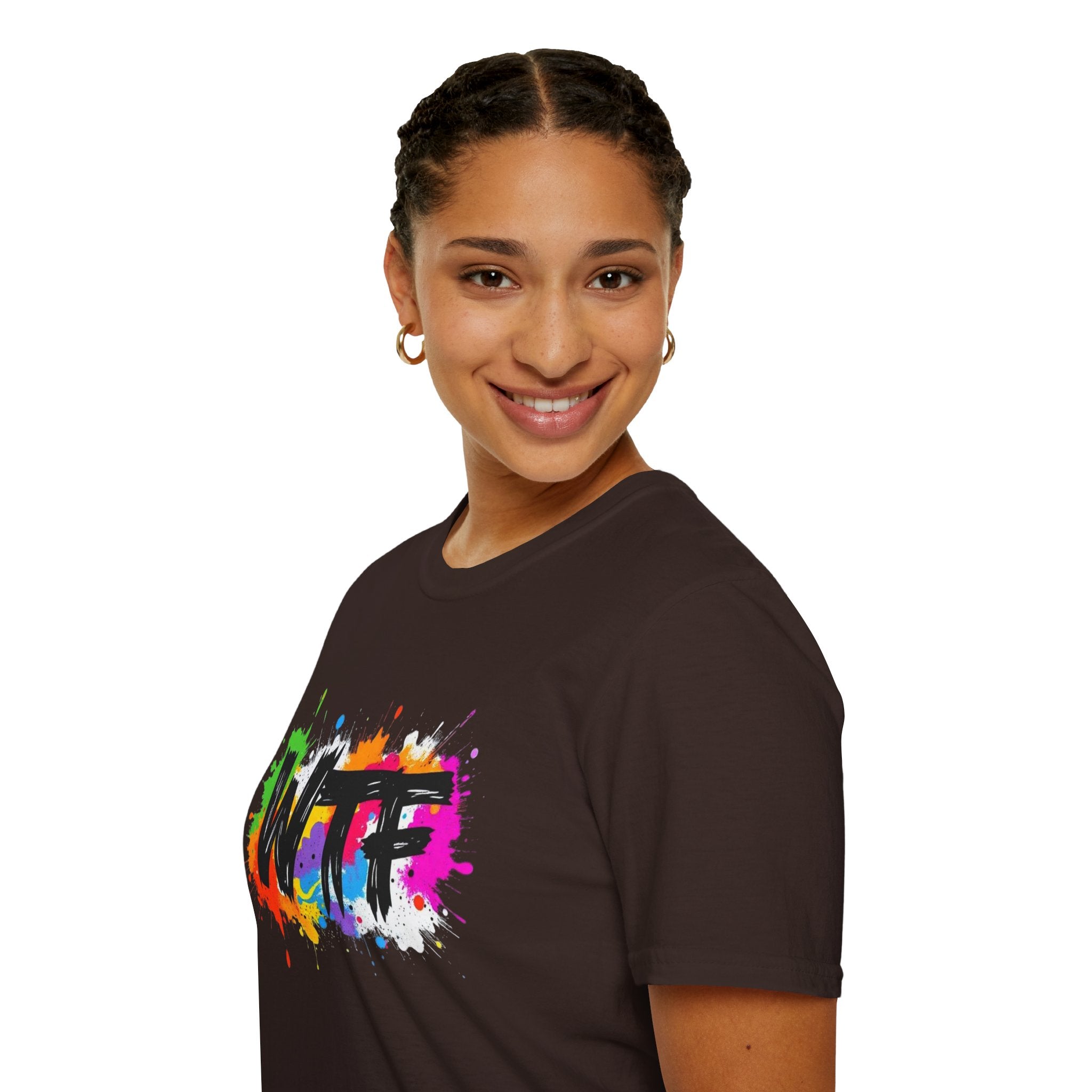 WTF Color Splash T-Shirt — Bold Rainbow Graphic Tee