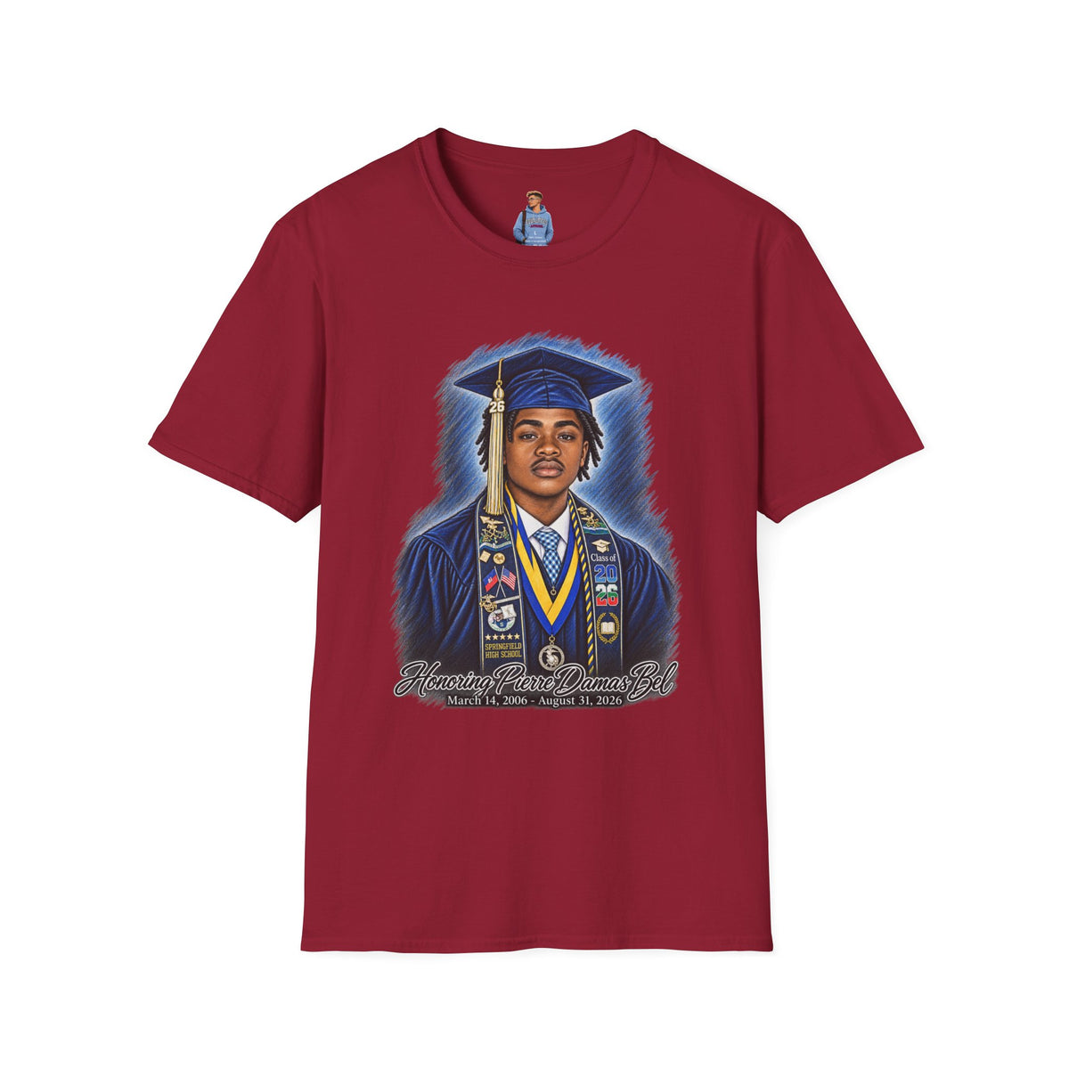 Portrait Front and Back - In Memory of Pierre Damas Bel T-Shirt