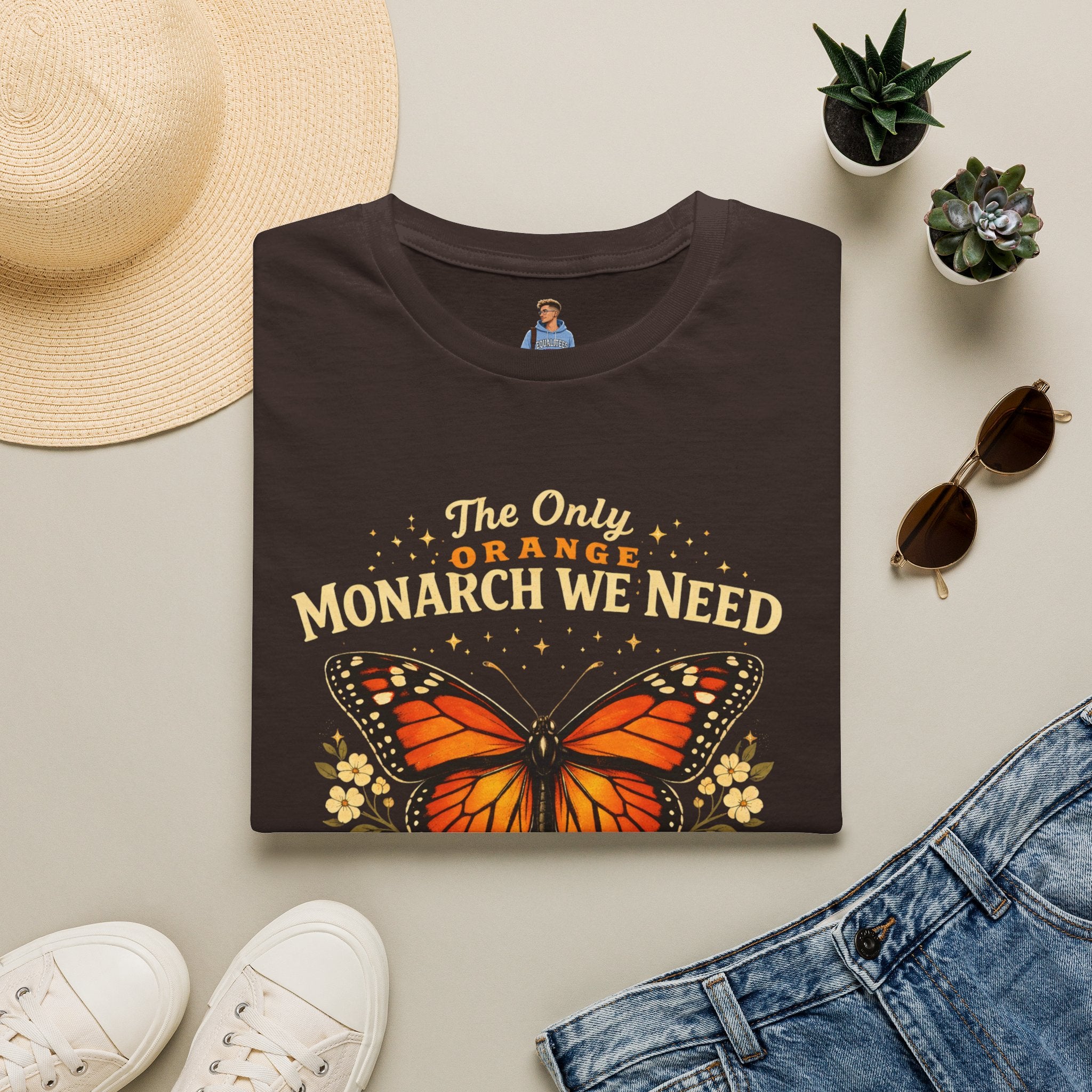 Monarch Butterfly T-Shirt — "The Only Orange Monarch We Need" No Kings Tee