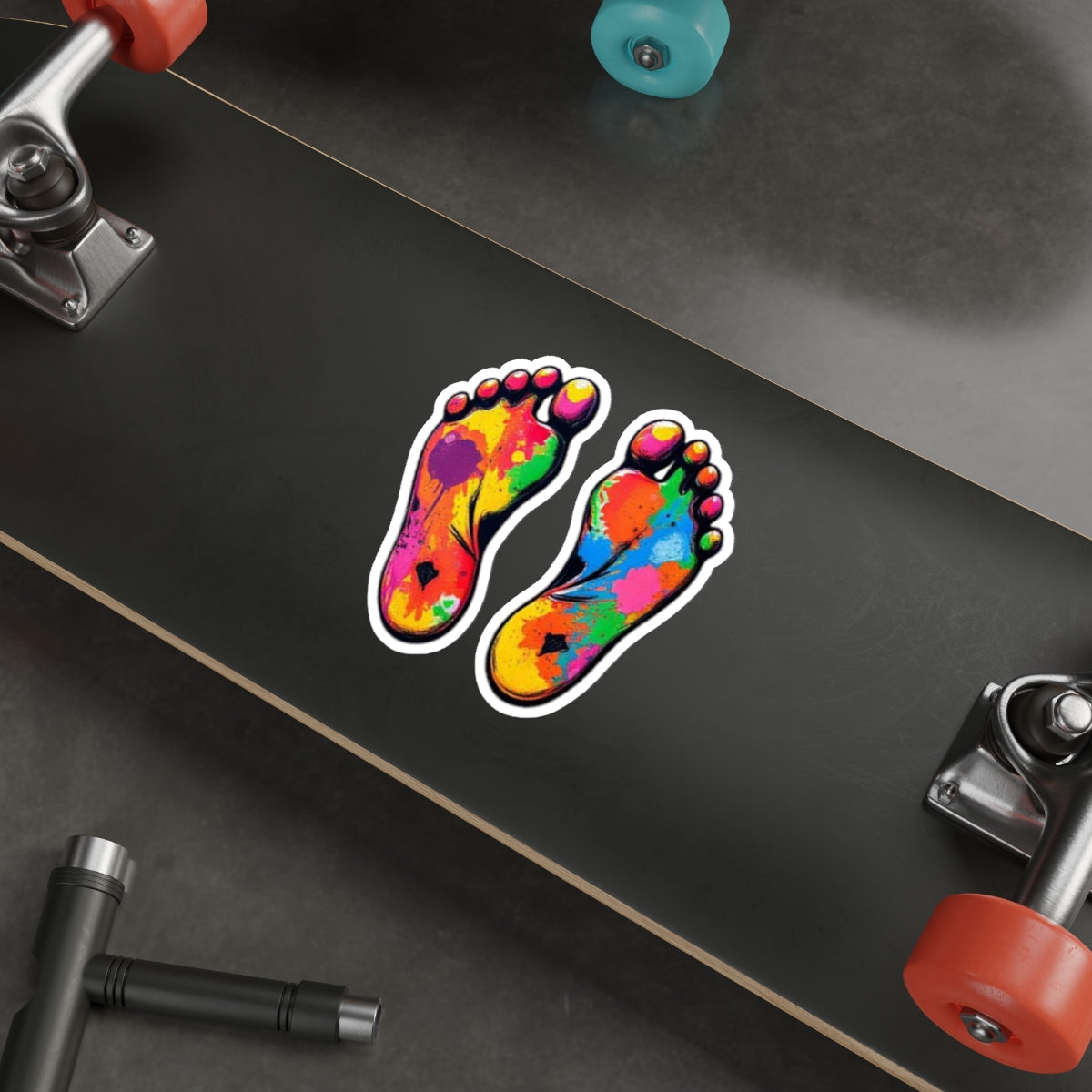 Die-Cut Stickers - Rainbow Paint Splatter Feet