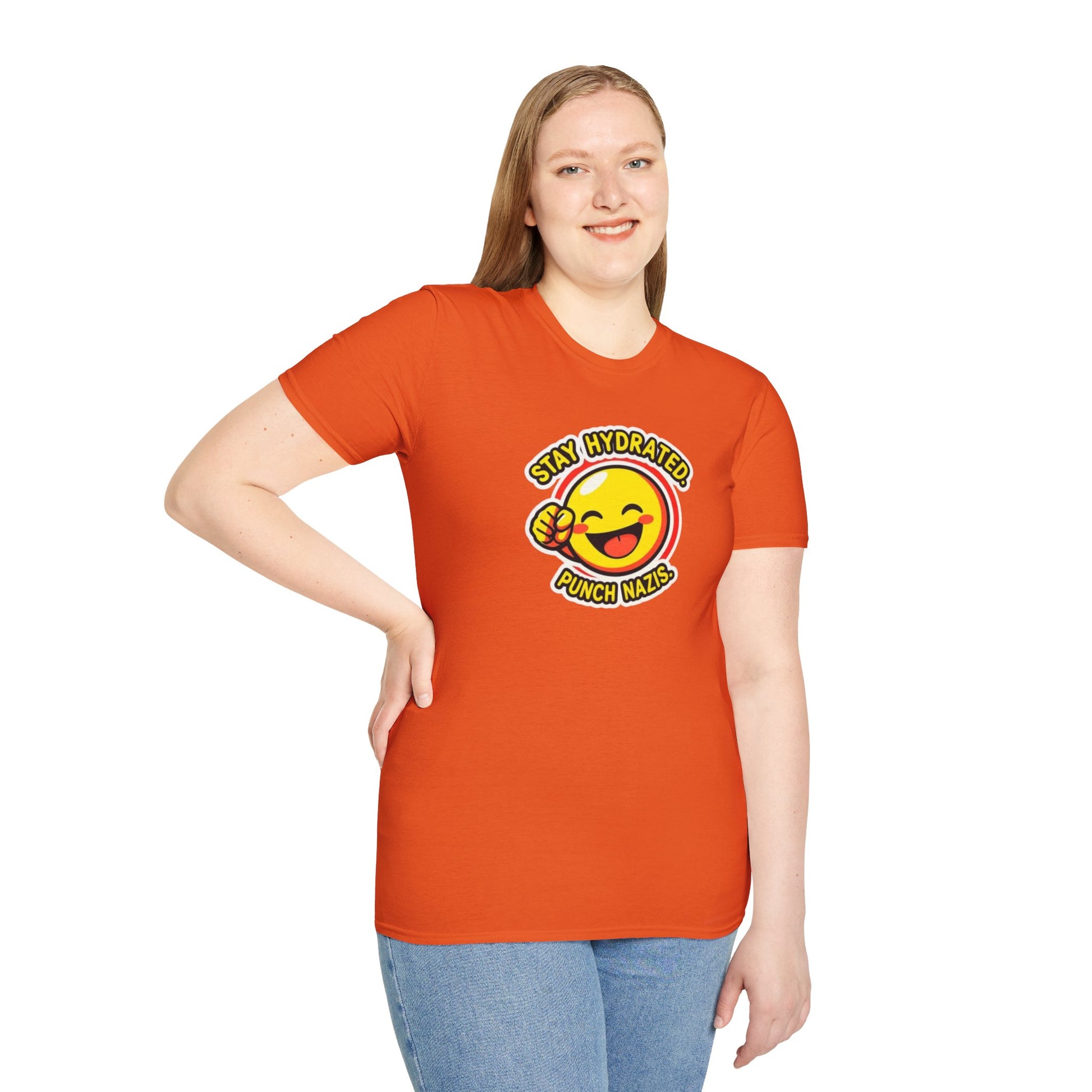 Stay Hydrated, Punch Nazis Funny Emoji T-Shirt