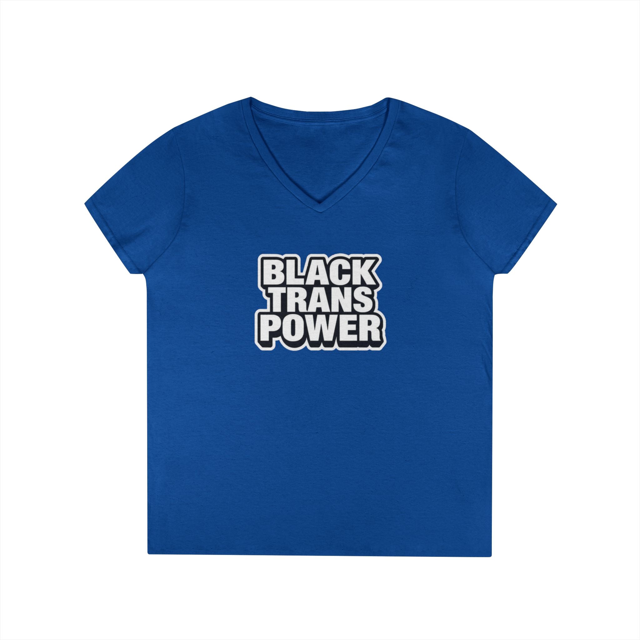 Empowering Ladies' V-Neck T-Shirt - Black Trans Power Design