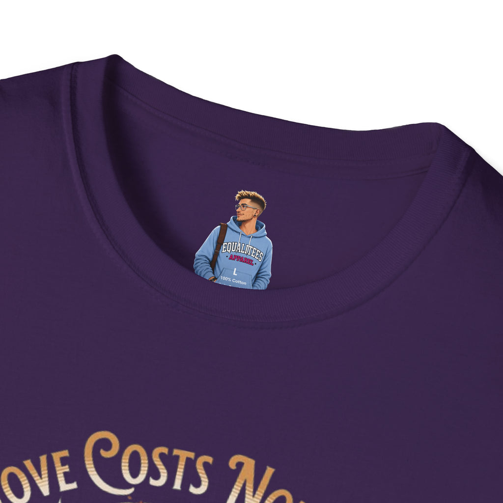 Unisex Softstyle T-Shirt - Love Costs Nothing, Give It Away Floral Peace Design