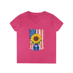 V-Neck T-Shirt Patriotic Americans Stand Behind Ukraine