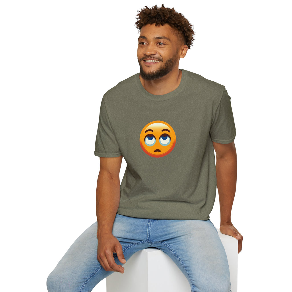 Unisex Softstyle T-Shirt with Eye Roll Emoji | Casual Graphic Tee for Everyday Humor
