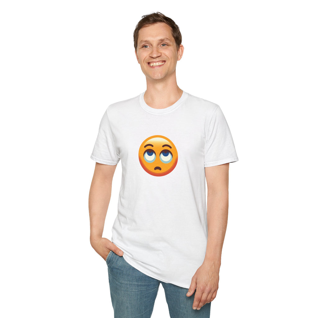 Unisex Softstyle T-Shirt with Eye Roll Emoji | Casual Graphic Tee for Everyday Humor