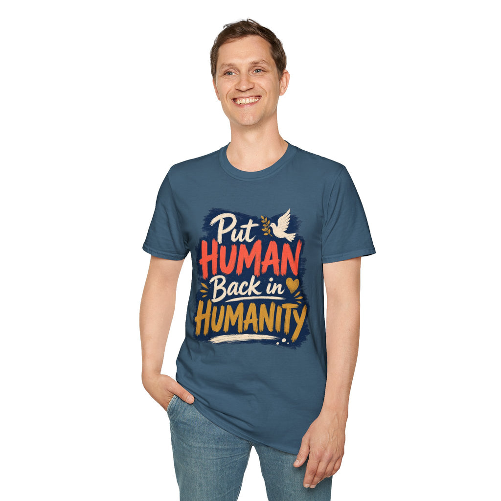 Put Human Back in Humanity T-Shirt — Inspirational Peace Dove Tee