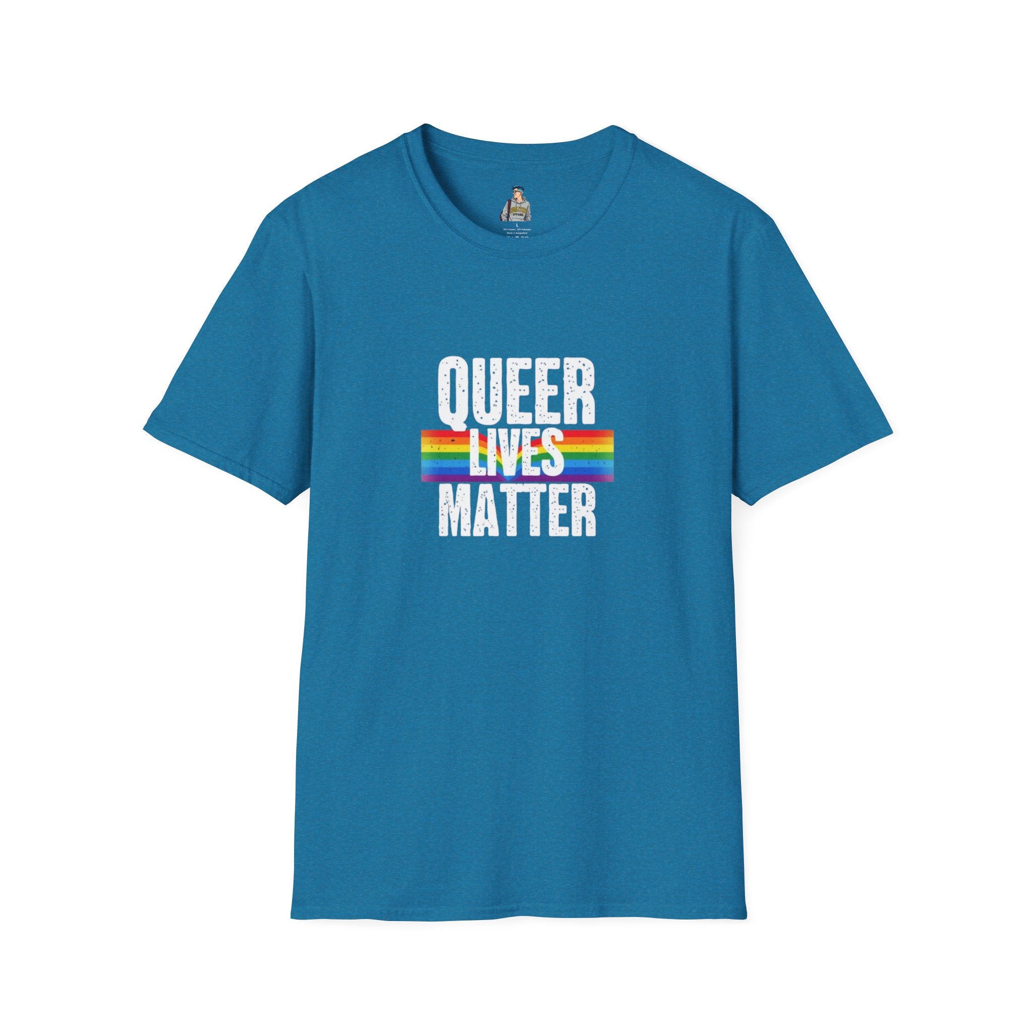 Queer Lives Matter Unisex Softstyle T-Shirt - Support LGBTQ+ Rights